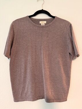 Yarnworks Short Sleeve Crewneck sweater Tee in Heather Gray Size M